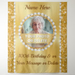 Photo and Personalized, 100th Birthday Backdrop,