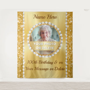 Photo and Personalized, 100th Birthday Backdrop,