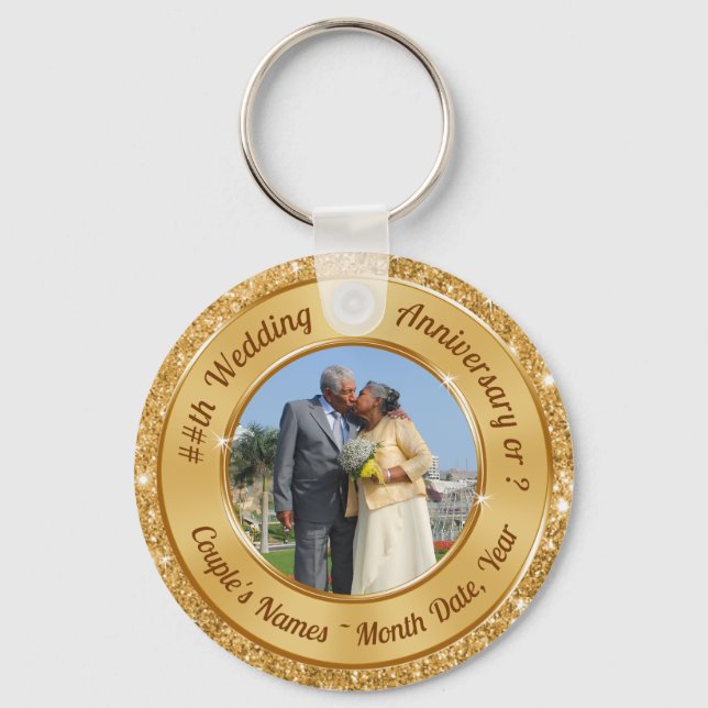 Photo and Personalized 50th Anniversary Favors Keychain (Front)