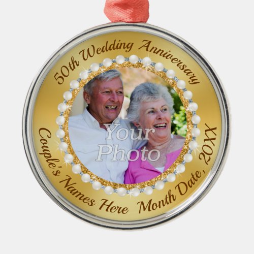 Photo and Personalized 50th Anniversary Metal Ornament