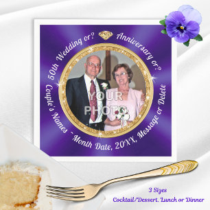 PHOTO and Personalized 50th Anniversary Napkins, Napkins
