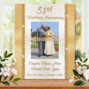 Photo and Personalized 51st Anniversary Gift Plaque