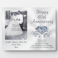 Diamond 60th PHOTO Wedding Anniversary Gem Acrylic Award, Zazzle