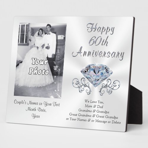 Photo and Personalized 60th Anniversary Gift Ideas Plaque