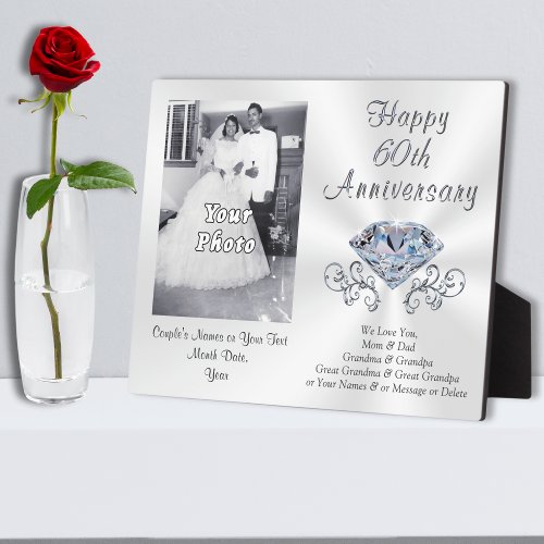 Photo and Personalized 60th Anniversary Gift Ideas Plaque