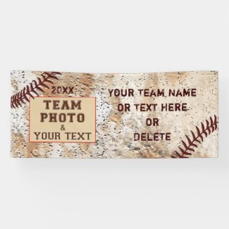 Photo and Personalized Baseball Banner, Vintage