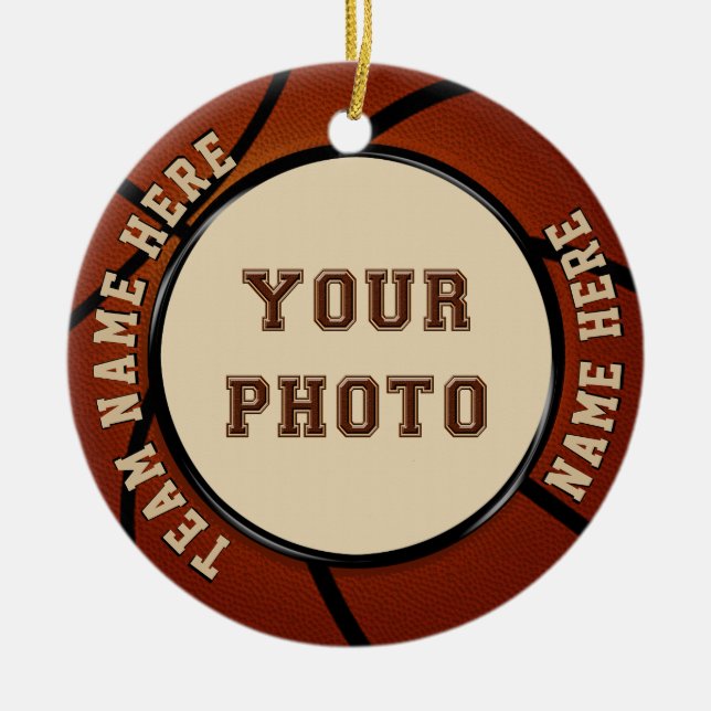 Photo and Personalized Basketball Ornament (Front)