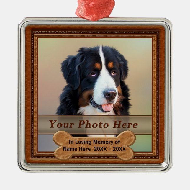 Photo and Personalized Dog Memorial Ornaments (Front)