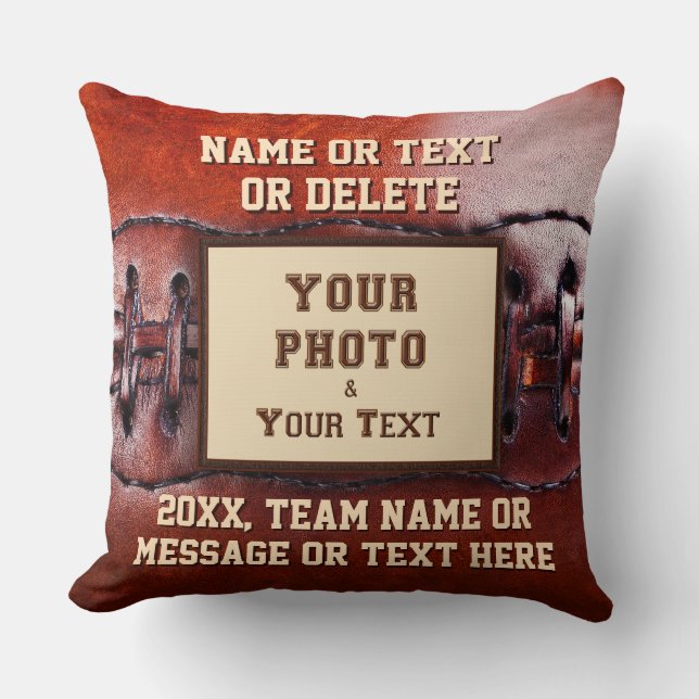 Photo and Personalized Football Pillow for Players (Front)