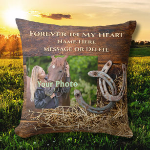 Photo and Personalized, Horse Memorial Gifts Throw Pillow