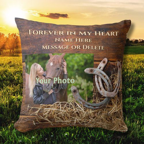 Photo and Personalized Horse Memorial Gifts Throw Pillow