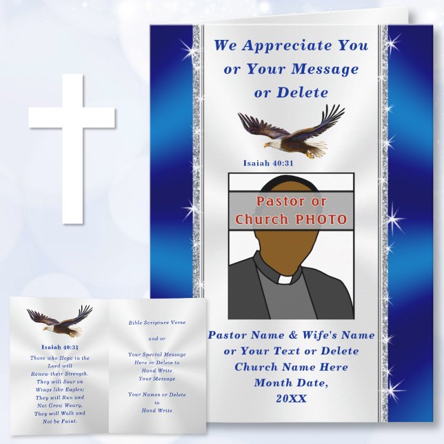 Photo and Personalized Pastor Appreciation Cards (Personalized Christian Cards. Personalized Pastor Anniversary Cards. Bible Verse Cards. Picture card)