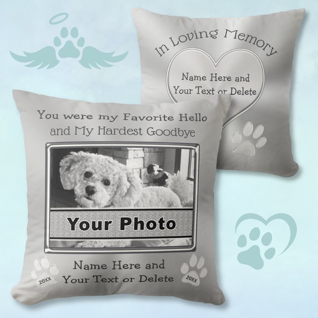 PHOTO and Personalized Pet Memorial Pillow (What to give someone who had to put their dog down? Dog memorial pillow. Comforting Sympathy Gifts)