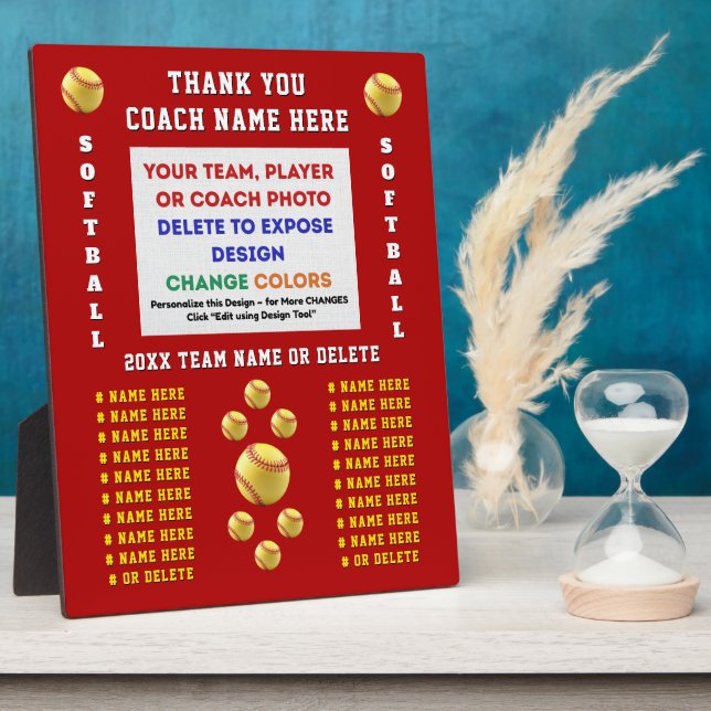 Photo and Personalized, Softball Coach Plaques  (Side)
