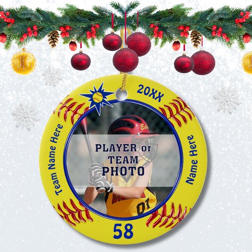 Photo and Personalized Softball Team Gift Ideas Ceramic Ornament