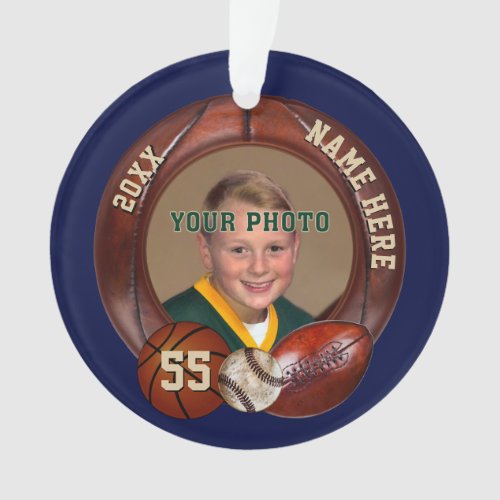 PHOTO and Personalized Sports Christmas Ornaments