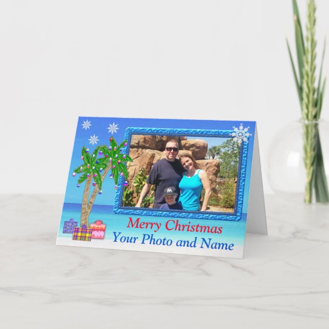PHOTO and Personalized, Tropical Christmas Cards (Front)