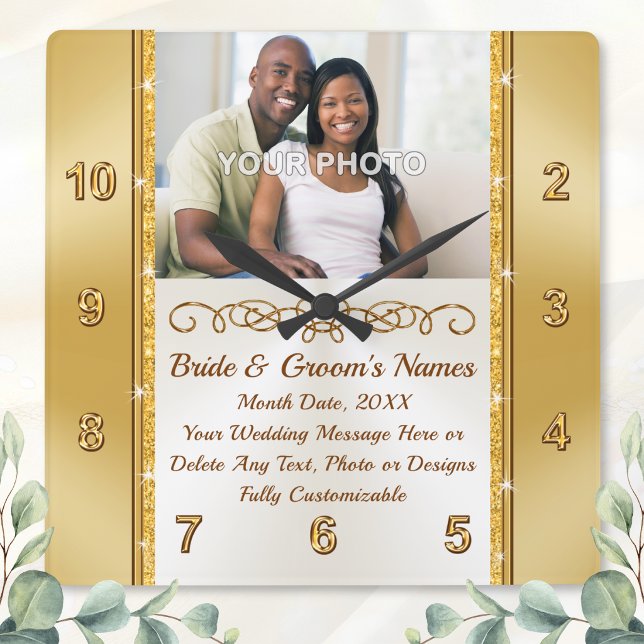 Photo and Personalized Wall Clock Wedding Gift,  (Wedding clock gift. Personalized wedding clocks. Wall clock for marriage gift or anniversary clock.)