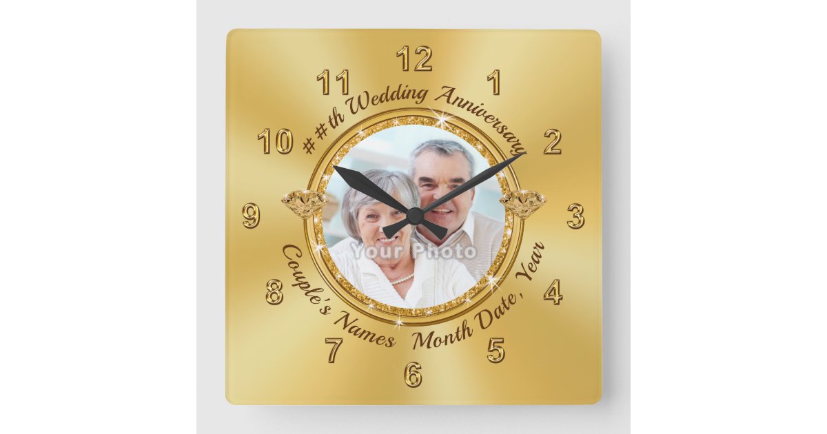 Photo and Personalized Wall Clocks for Anniversary Zazzle