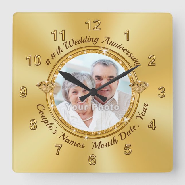 Photo and Personalized Wall Clocks for Anniversary (Front)