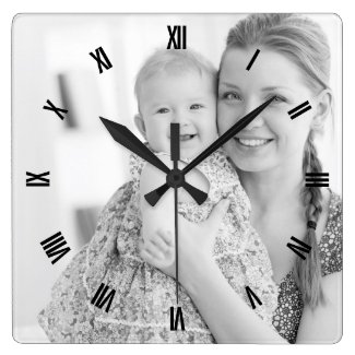 Photo and Roman numbers, make your own Square Wall Clock