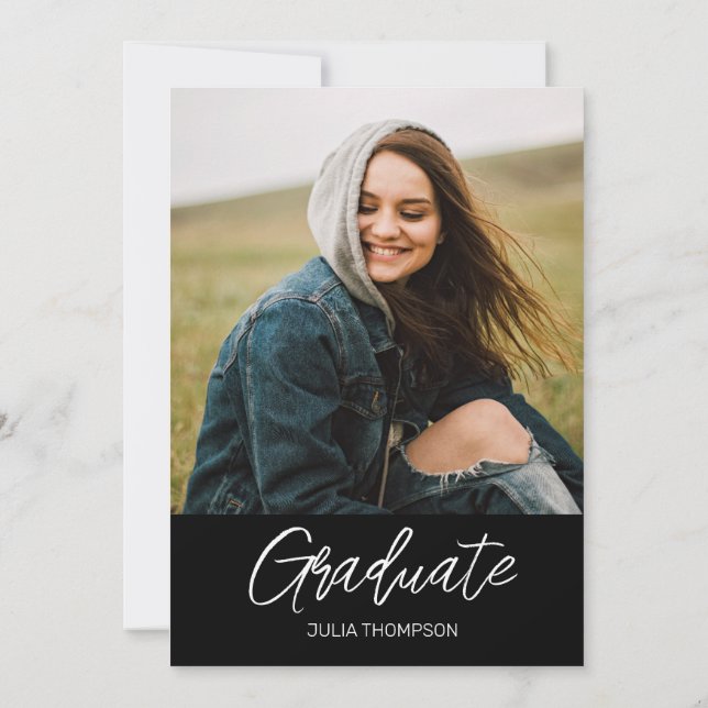 Photo and Script Typography Graduation Party Invitation (Back)