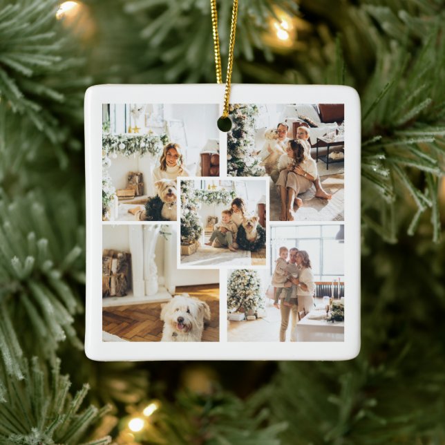 Photo and Text Custom Personalized Ceramic Ornament (Tree)
