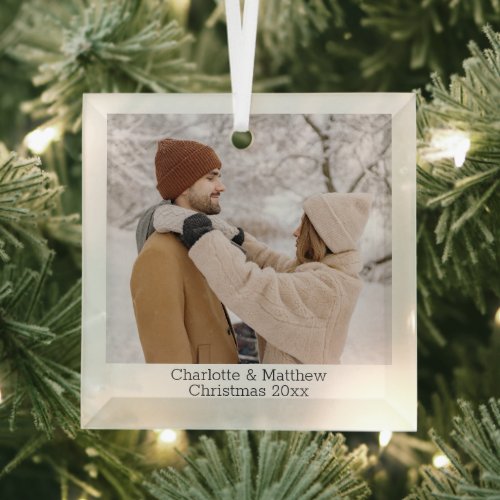 Photo and Text Custom Personalized Glass Ornament