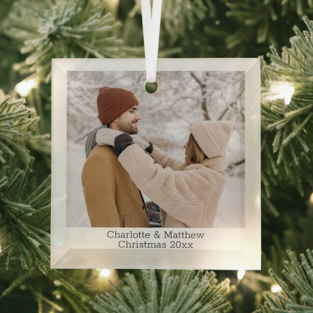 Photo and Text Custom Personalized Glass Ornament (Insitu)