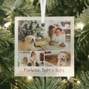 Photo and Text Custom Personalized Glass Ornament