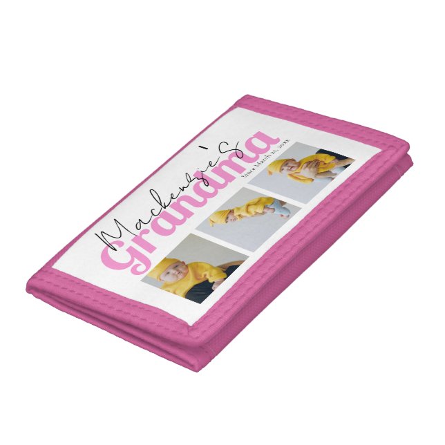 Photo and Text Grandma Custom Personalized Trifold Wallet (Bottom)