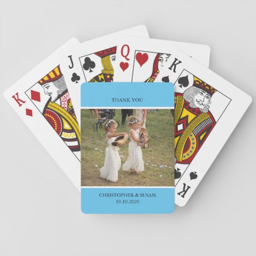 Photo and Text on Blue  Playing Cards