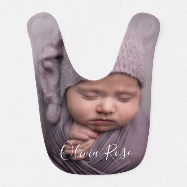 Photo and Text Personalized Baby Bib (Front)