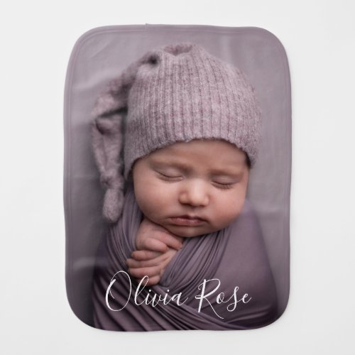 Photo and Text Personalized Baby Burp Cloth