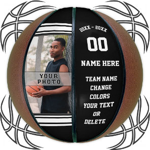 Photo and Text Personalized Basketball  Your Color