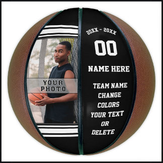 Photo and Text Personalized Basketball Your Color