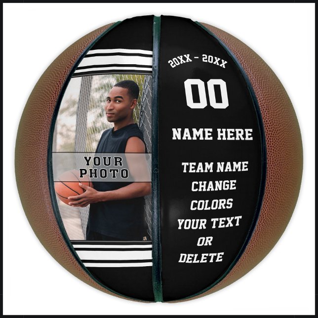 Photo and Text Personalized Basketball  Your Color (Personalized and Photo Basketball. Best Senior Night Basketball Gifts. Photo basketballs. Basketball)