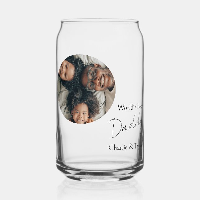 Photo and Text Personalized Can Glass (Front)