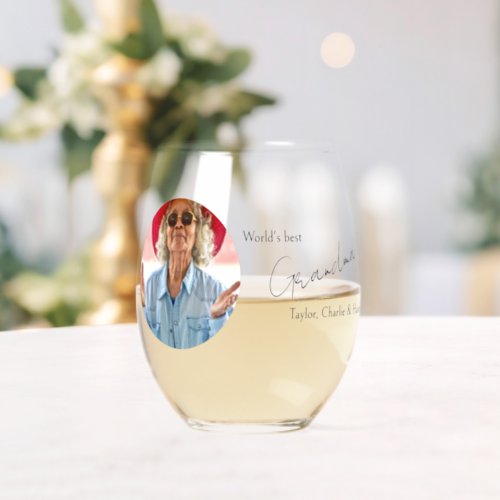 Photo and Text Personalized Stemless Wine Glass