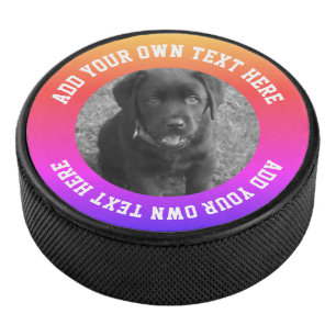Photo And Text Personalized Unique Hockey Puck