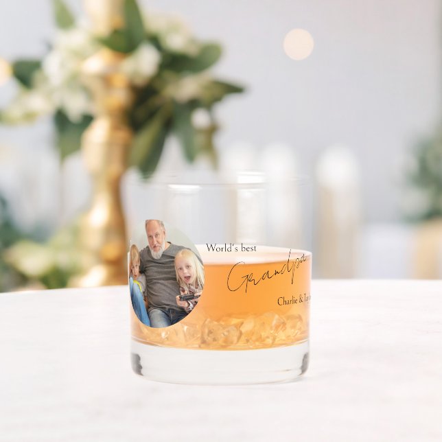 Photo and Text Personalized Whiskey Glass (Insitu (Wedding))