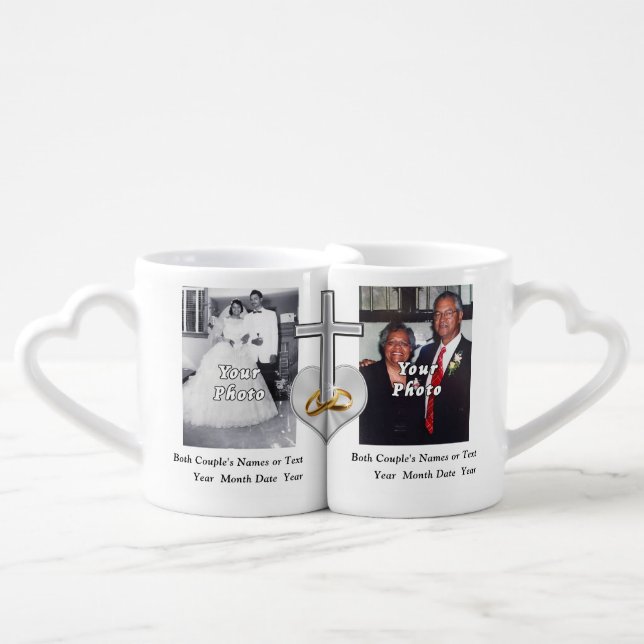 Photo and Your Text Christian Anniversary Mugs (Front Nesting)