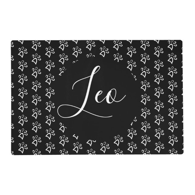 Photo Animal Print Paw Pattern Name Pet   Placemat (Front)