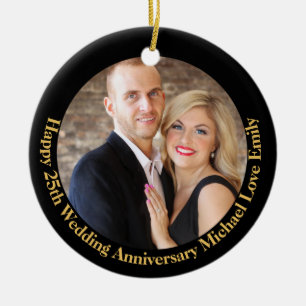 PHOTO Anniversary 1st 5th 10th 15th 20th 25th 30th Ceramic Ornament