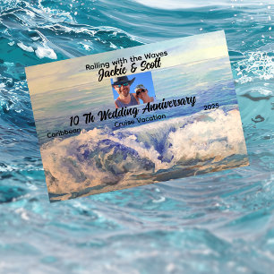  Photo Anniversary Cruise  Cabin  Blue Personalize Car Magnet