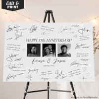 Photo Anniversary Signature Board Party Guest Book