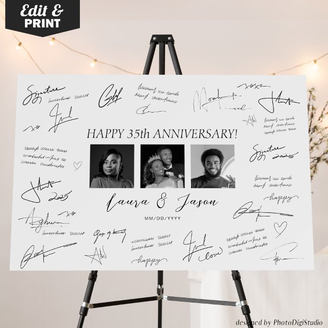 Photo Anniversary Signature Board Party Guest Book (Photo Anniversary Signature Board | Party Guest Book Foam Board Keepsake)