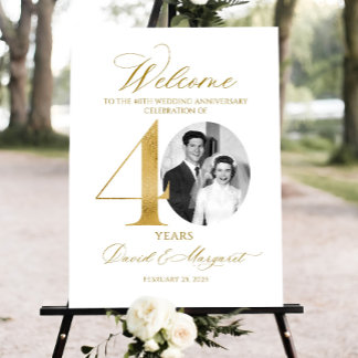 Photo Anniversary Welcome sign, 40th Wedding Anniv Foam Board