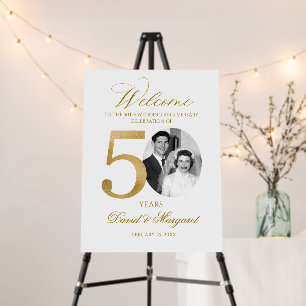 Photo Anniversary Welcome sign, 50th Wedding Anniv Foam Board