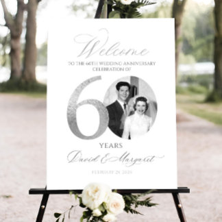 Photo Anniversary Welcome sign, 60th Wedding Anniv Foam Board